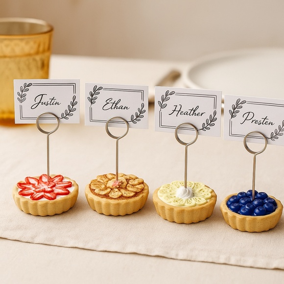 Fruit Tart Place Card Holders - Set of 4 - Apple, Banana, Blueberry, Strawberry - Picture 1 of 16